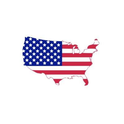 USA Karte Bügelbild Siebdruck Stoff Applikation maschinenwaschbar Transfer USA FLAGGE