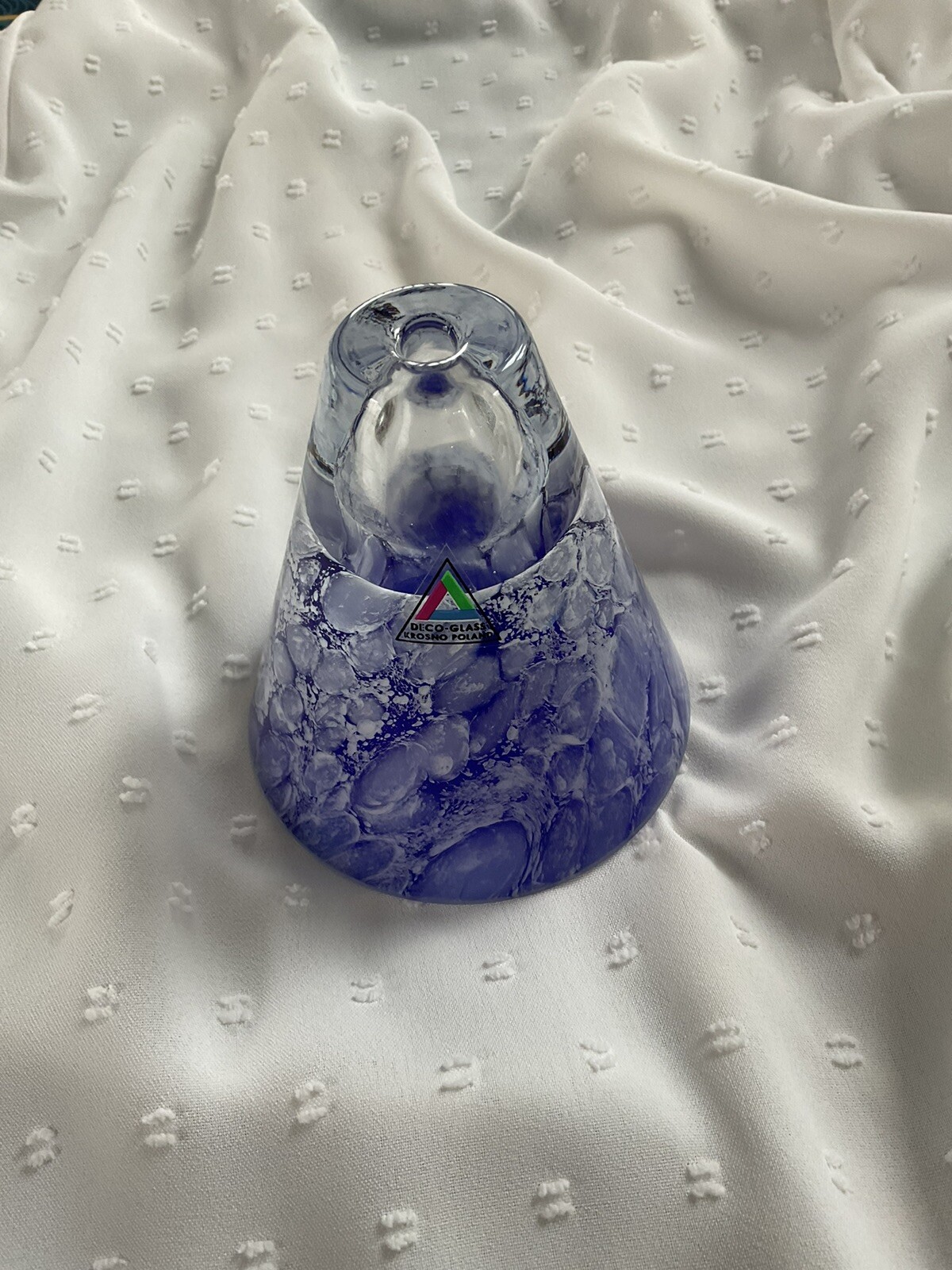 Diffuseur à mèche haut de gamme en verre soufflé bleu irisé chic