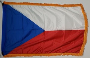 3' x 5' Czech Republic nylon flag with pole sleeve and yellow-gold fringe