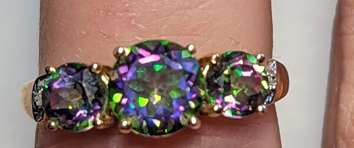 Mystic topaz cheap gold ring