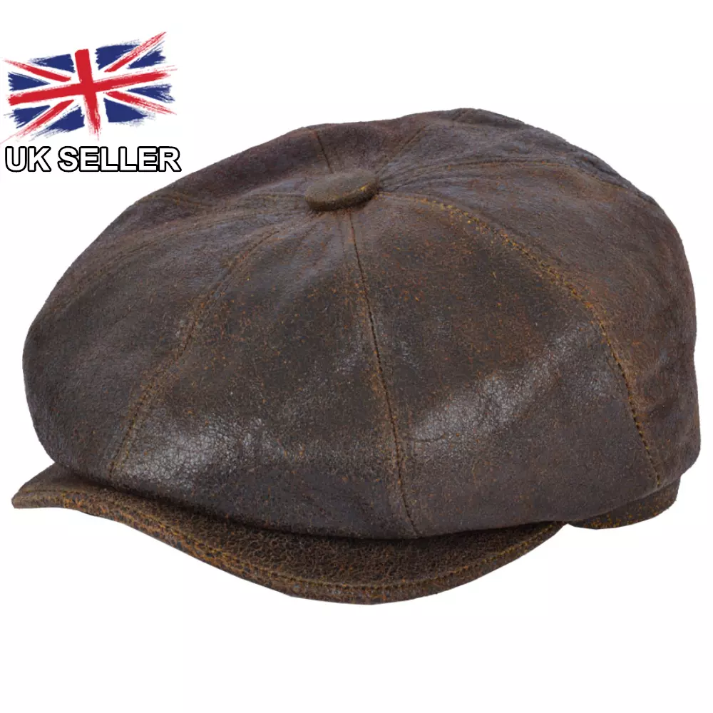 Leather newsboy store cap uk