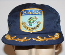 Vintage Bass Fishing Life Member Patch Mesh Trucker Hat Gold Leaf Made in USA