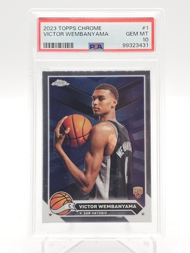 VICTOR WEMBANYAMA 2023-24 TOPPS CHROME ROOKIE #1 SPURS PSA 10 Q3824