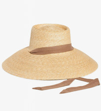 Lack of Color Paloma Straw Sun Hat Wide Brim Detachable Brown Neck Tie NWT Small