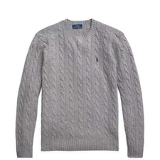 Polo Ralph Lauren Cable-Knit Cashmere Sweater Fawn Grey Heather