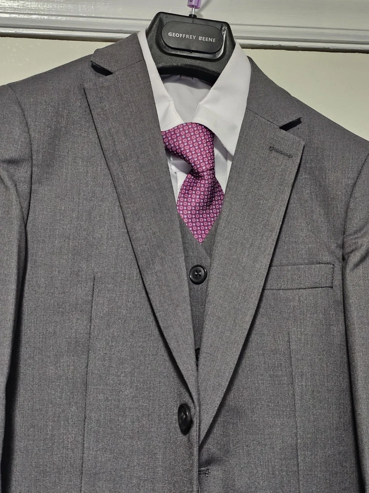 Conjunto de terno Geoffrey Beene masculino ajuste moderno 5 peças - CINZA TAMANHO 10 - Imagem 2 de 4