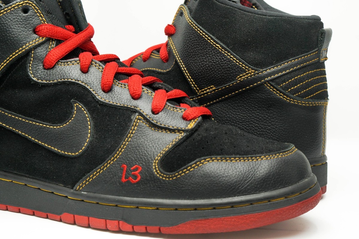 NIKE DUNK SB HIGH USED SIZE 12 UNLUCKY BLACK RED 305050-001 | eBay