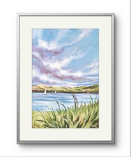 Bild Abstrakt Meer Berge Original Landschaft Malerei Gemälde Gouache Aquarell 