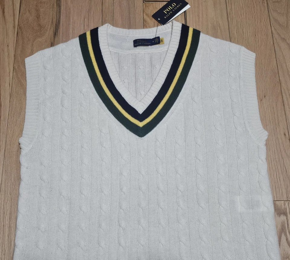 Nuevo con etiquetas Vestido Suéter Polo Ralph Lauren Para Mujer Crema Sin Mangas Tejido con Cable Cricket Foto 4 de 4