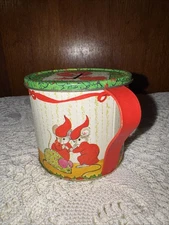 Vintage Jasco lithographed Tin Cup/Bank~Holiday Mice~Christmas