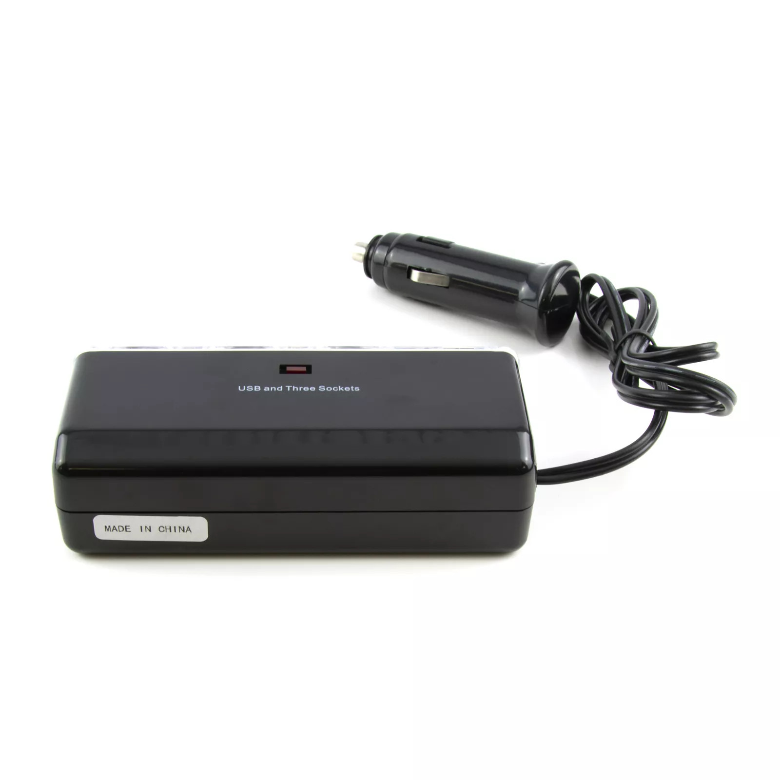 4-in-1 Car Cigarette Lighter Socket Splitter with 3 12V Sockets and USB Port