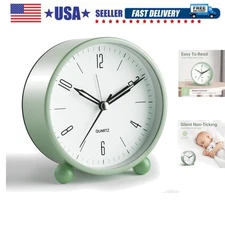 Analog Alarm Clock, 4 inch Super Silent Non Ticking Small Clock with Night Li...