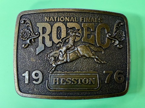 1976 Hesston NFR National Finals Rodeo Cowboys Western Belt Buckle - Picture 13 of 21