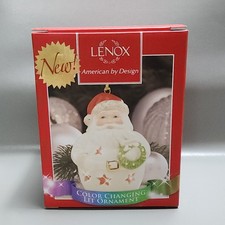 Lenox Lighted Christmas Ornament Santa Color Changing Porcelain 3 3/4"