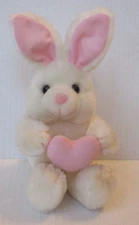 VALENTINE BUNNY HOLDING PINK HEART 8" PLUSH Vintage Russ Berrie & Co. THK9