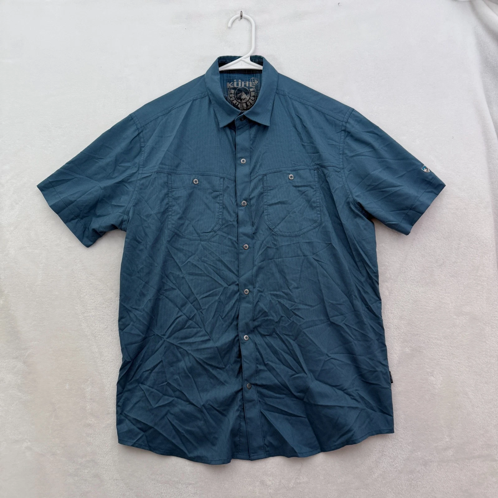 Kuhl Stealth Shirt Mens M Blue Stretch Hiking Performance Outdoor Snap