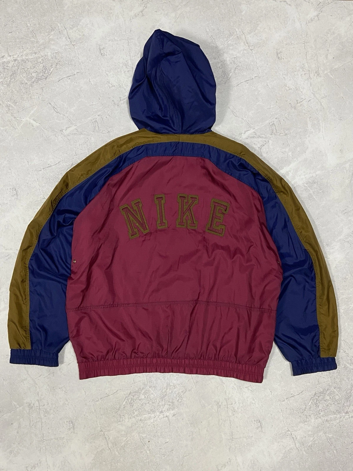 Nike Jacket Big Logo spell Out Zip Vintage 90s Style Windbreaker Hooded