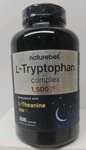 NatureBell L Tryptophan 1500mg with L Theanine 200mg, 300 Capsules | 12/2026