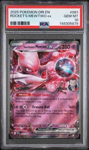 2025 POKEMON DRI EN-DESTINED RIVALS #081 TEAM ROCKET'S MEWTWO EX PSA 10