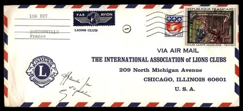 Mayfairstamps France Bouzonville Lions Club to Chicago Cover aax_14195