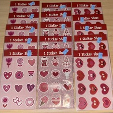 15pc Valentine  s day Sticker Sheet Lot Heart Flower Cupcake Ice Cream Shake