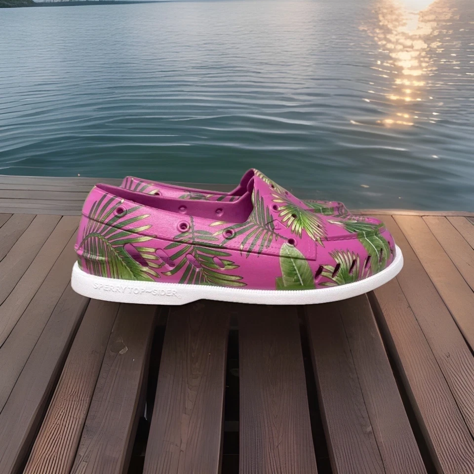 Sperry Boat Shoes Float Slip on Loafer Mens 9Women’s 11Pink Palm Floral Beach - Image 3 of 4