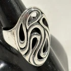 VTG Signed ATI Sterling Silver 925 Ring Modernist Swirl Thailand 5.6g Sz 10.5