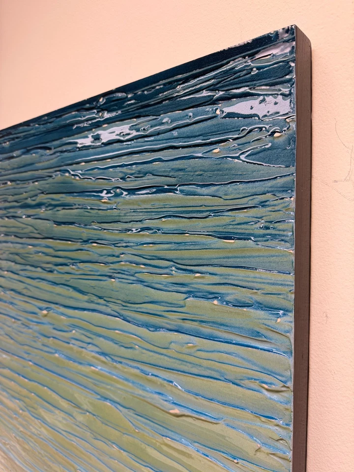 Pintura abstracta original 48x24 sobre panel de madera resina acrílica arte texturizado decoración Foto 3 de 4