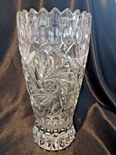 Pinwheel by Bohemia Crystal-Crystalex - One Vintage Cut Crystal Vase- 9 1/4"