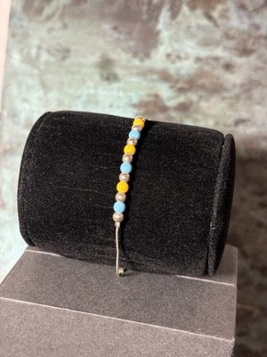 925 Sterling Silber Faux Türkis Perlen Armband 