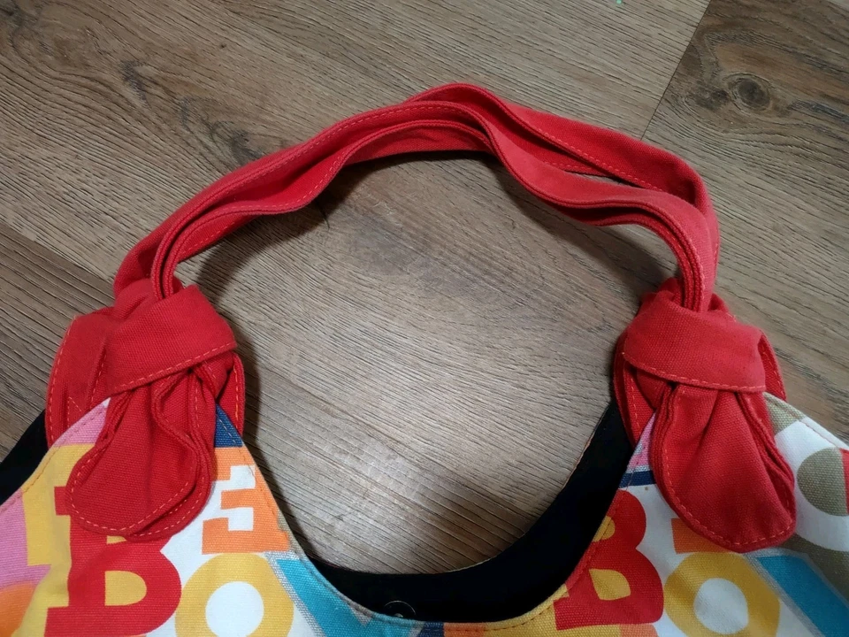 复古 Joe 拳击手帆布海滩棉包托特包五颜六色的按扣非常干净红色 — 第 3/4 张图片