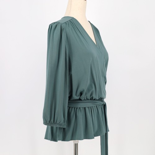 Lauren Ralph Lauren Women Grey Sea Viscose Jersey Tie Peplum Blouse Size XL - Picture 6 of 7