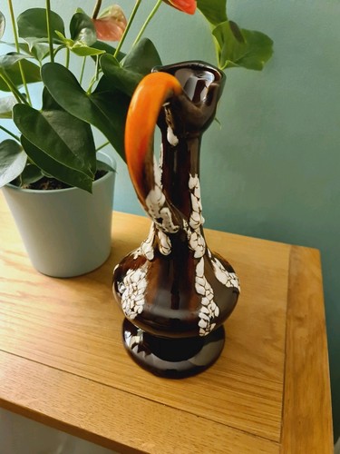 Vintage Vallauris Pottery Vase Lava Effect LE DAUPHIN Emaillage Water Jug Rare - Picture 19 of 23