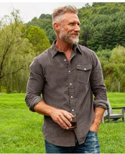 Criquet Shirt Men's Corduroy Pearl Snap - MEDIUM - Brand New Charcoal Brand New