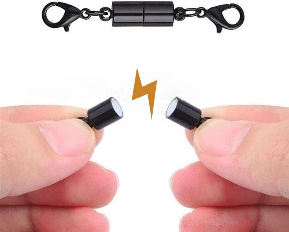 Paquete de 10 brazaletes collar joyería broche langosta magnético negro Foto 4 de 4