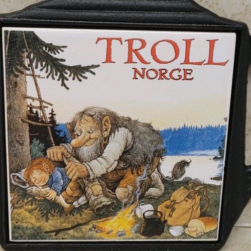 Vintage Norweski Troll Norge Trivet Żeliwna z ozdobną płytką - Zdjęcie 5 z 14