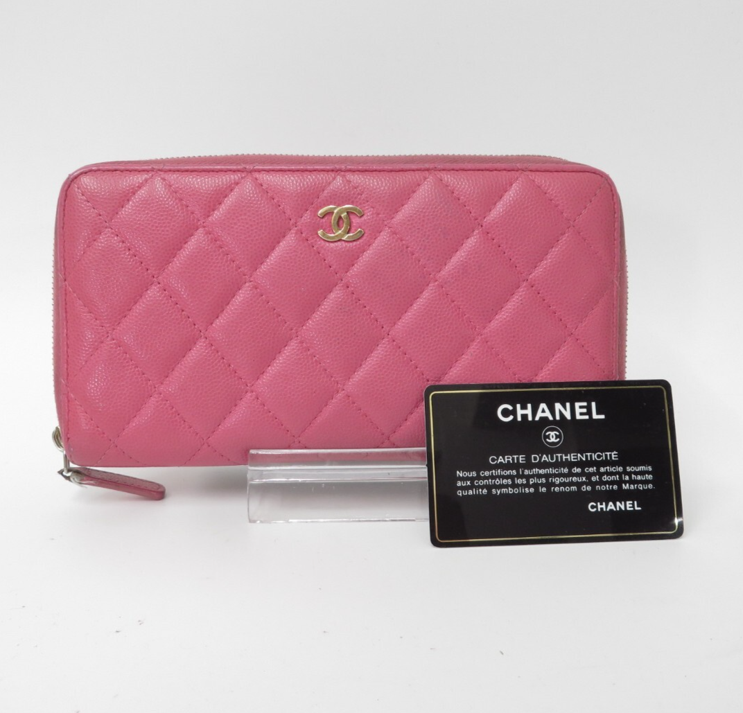 CHANEL 財布 Authentic CHANEL Leather Matelasse Zip Around Long Wallet #41395