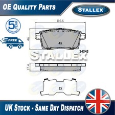 Se adapta a Mazda CX-7 2006-2014 CX-9 2006-Ford Edge 2006- Juego de pastillas de freno trasero Stallex