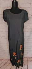 Vintage J Stevens by Carol Escritor Black Floral Rayon Maxi Dress Sz 6 USA Made