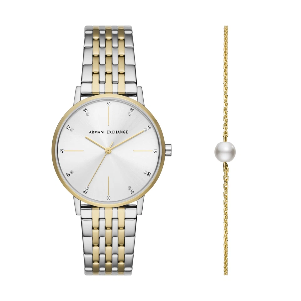Orologio + Bracciale Donna ARMANI EXCHANGE LOLA AX7156SET Acciaio Bicolor Gold