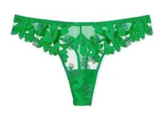 VICTORIA’S SECRET VERY SEXY ZIGGY  FLORAL EMBROIDERY GREEN THONG PANTY M