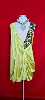 Vera Wang Lime Green With Bronze Sequins Draped Bubble Silk Dress Size 6 | eBay Vera Wang Lime Green With Bronze Sequins Draped Bubble Silk Dress Size 6 | eBay