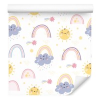 10M Vlies Tapete Kinderzimmer Regenbogen Sonnen Wolken Sterne Himmel Xxl 2726