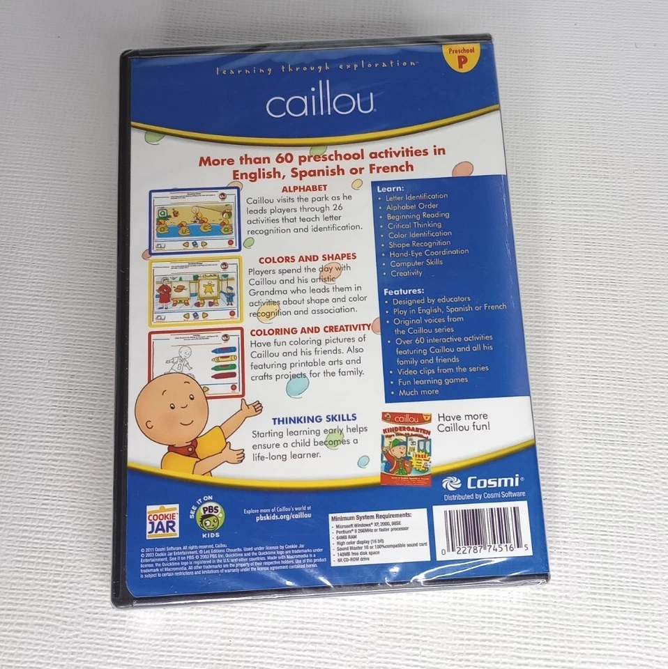 Caillou Preschool 60+ Activities PC CD-ROM 2011 Cosmi New - Image 3 of 4