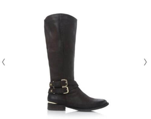 Steve Madden Boots Size UK 3, EU36 Black Leather/Nubuck Buckle Detail Heel Trim - Picture 1 of 6