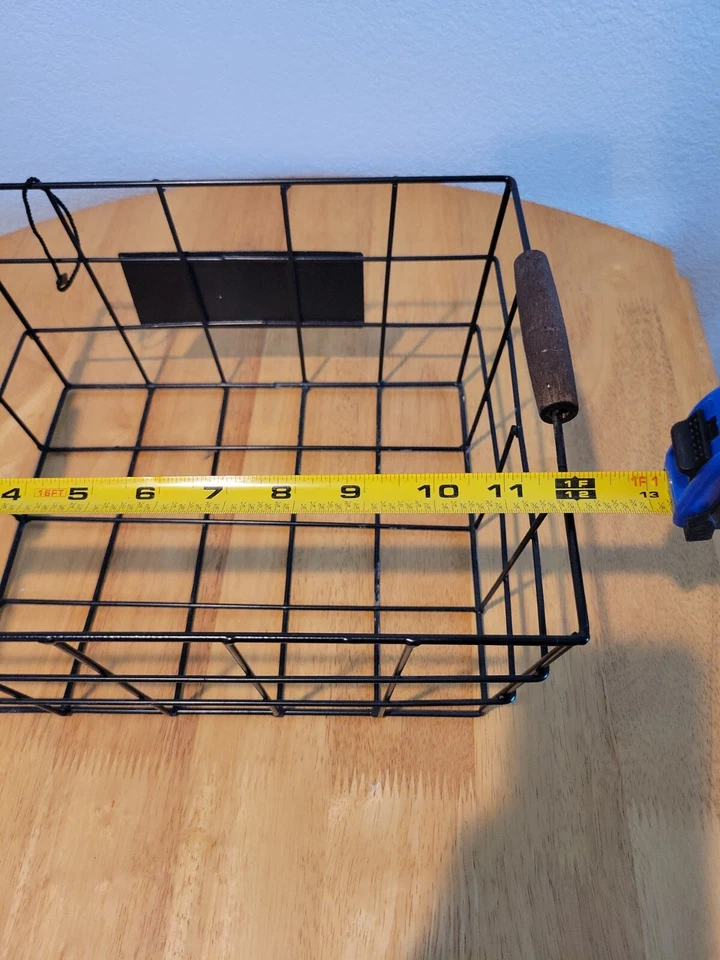 Rae Dunn Christmas Basket Plaid Wire Wooden Handle Holiday Red - Image 2 of 4