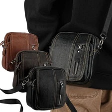 Genuine Leather Men's Crossbody Bags Purse Business Small Waist Bag Shoulder Bag