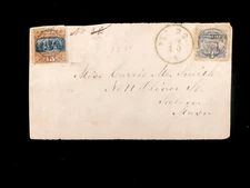USED REGISTERED COVER (FRONT ONLY) #114, 119 1869 ISSUE