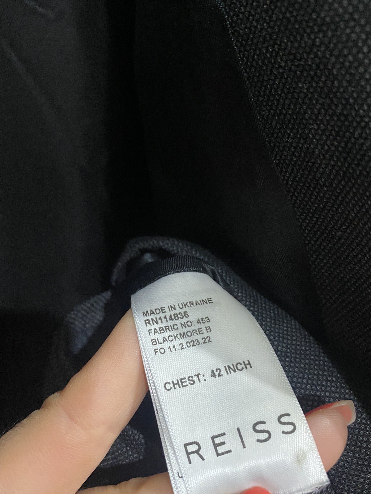 Reiss Mens Charcoal Dark Grey Almost Black Suit Jacket 42 Chest X2