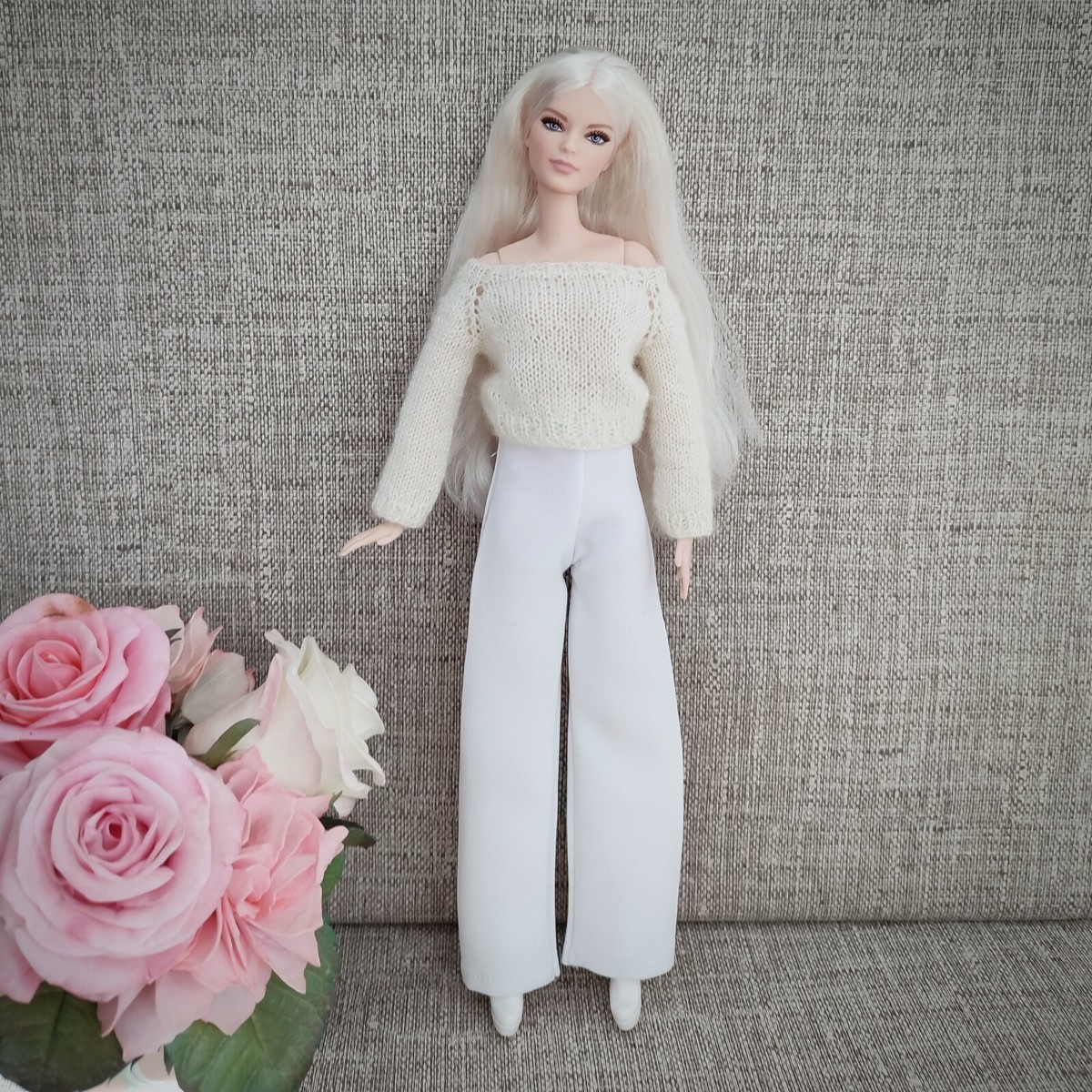 トップス andmary barbie body suit white Barbie outfit White. Barbie clothes. Barbie pants. Barbie